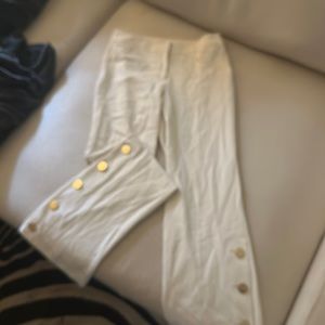 Trina Turk White Dress Pant Gold button Detail